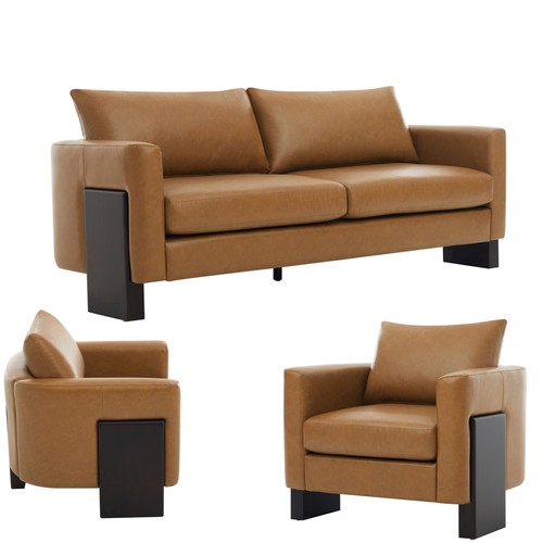 Brown seat sofa - sofa, pu